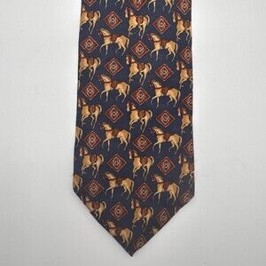 Vintage Efenzo Felini Necktie 100% Silk Handmade Horse Roma Paris Kentucky Derby